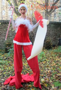 Santa Girl on Stilts